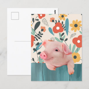 Friendly Baby Pig Cute Baby Animal Postcard