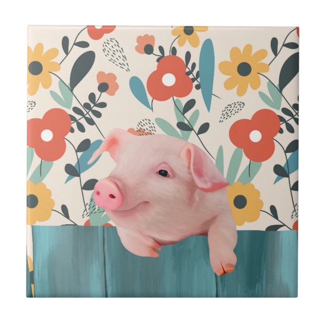 Friendly Baby Pig | Cute Baby Animal Tile (Front)