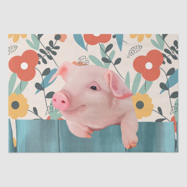 Friendly Baby Pig | Cute Baby Animal Tissue Paper (Front)