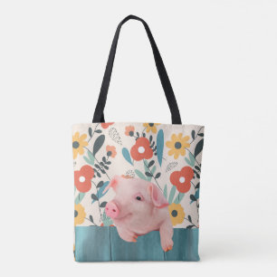 Friendly Baby Pig   Cute Baby Animal Tote Bag