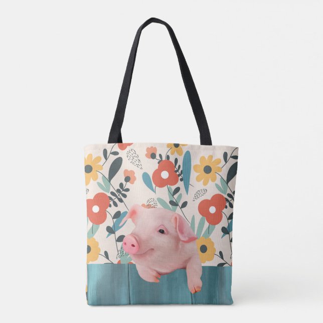 Friendly Baby Pig | Cute Baby Animal Tote Bag (Back)