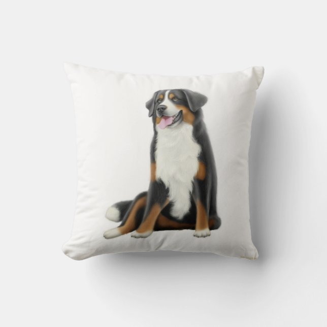 Friendly Bernese Mountain Dog Pillow (Front)