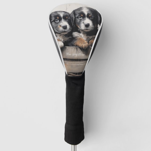 Friendly Bernese Mountain Puppy Dogs  003 - Raimon Golf Head Cover (Front)