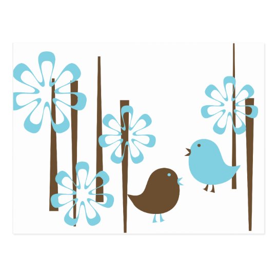 Friendly Birds in Blue Postcard