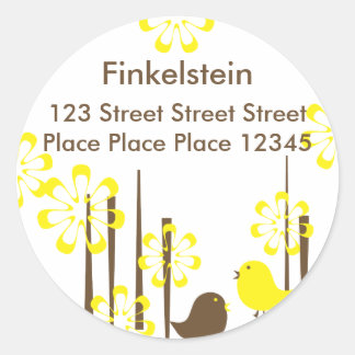 Friendly Birds in Yellow Classic Round Sticker