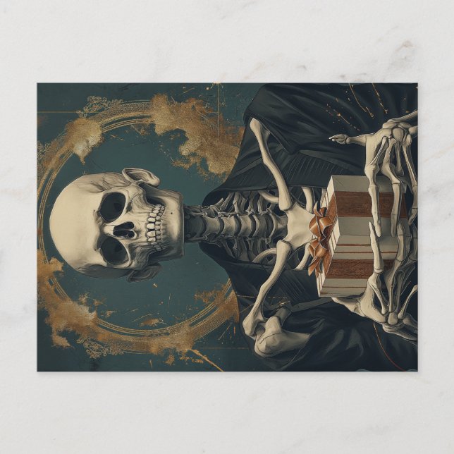 Friendly Birthday Skeleton B-Day Gift Postcard (Front)