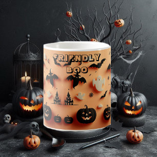 Friendly Boo Orange Halloween Ghost Jack Black Bat Magic Mug