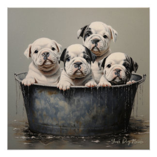Friendly Bulldog Puppy Dogs 001 - Raimon Paladino Poster