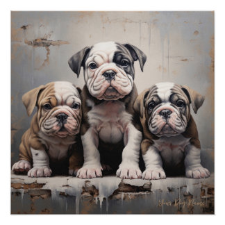 Friendly Bulldog Puppy Dogs 004 - Raimon Paladino Poster