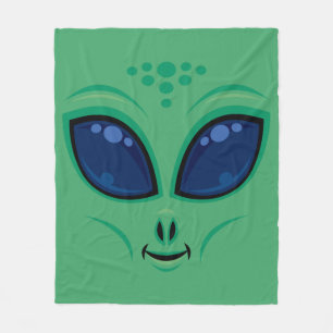 Friendly Cartoon Alien Face Fleece Blanket