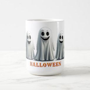 Friendly Cartoon Ghost Group Halloween Fun Night  Coffee Mug
