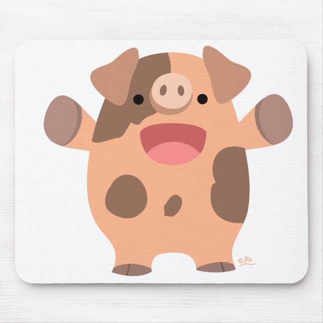 Friendly Cartoon Pig mousepad (Front)