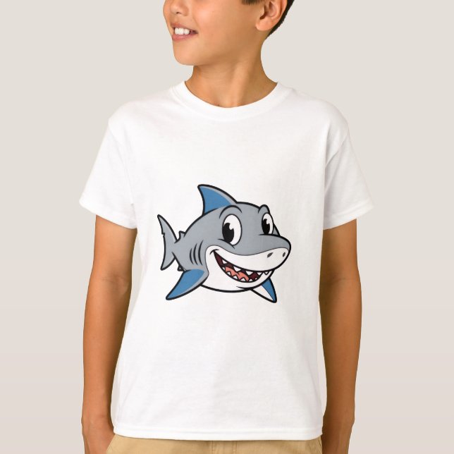 Friendly Cartoon Shark T-Shirt (Front)