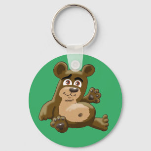 Friendly Cartoon Teddy Bear Key Ring