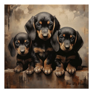 Friendly Dachshund Puppy Dogs 001 - Raimon Paladi Poster