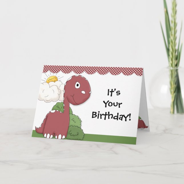 Friendly Dinosaur Birthday Party Collection Card (Front)
