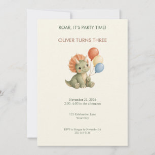 Friendly Dinosaur Birthday Party Invitation