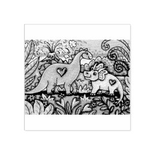 FRIENDLY DINOSAURS RUBBER STAMP