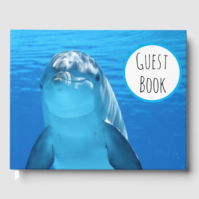 Friendly Dolphin Blue Sea Guest Book (Front)
