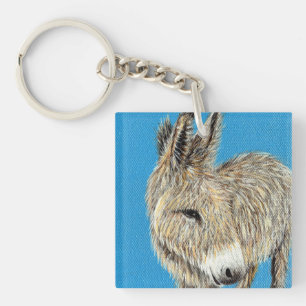Friendly Donkey Painting Key Ring