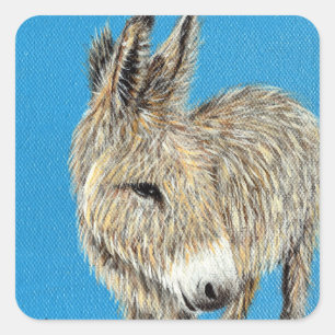 Friendly Donkey Painting Square Sticker