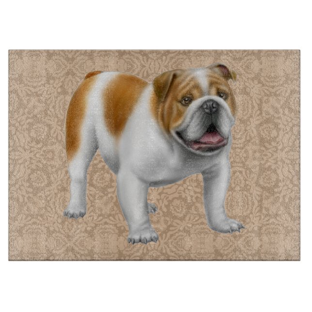 Friendly English Bulldog Cutting Board (Front)