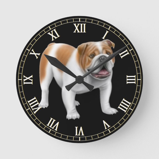 Friendly English Bulldog Wall Clock (Front)
