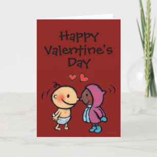 Friendly Eskimo Nose Kisses Kids Holiday Card