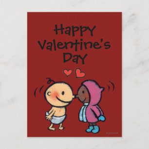 Friendly Eskimo Nose Kisses Kids Holiday Postcard