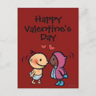 Friendly Eskimo Nose Kisses Kids Holiday Postcard