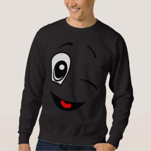 Friendly Face Winking Positive Facial Expression Sweatshirt