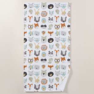 Friendly Faces   Cute Animal Portraits Beach Towel