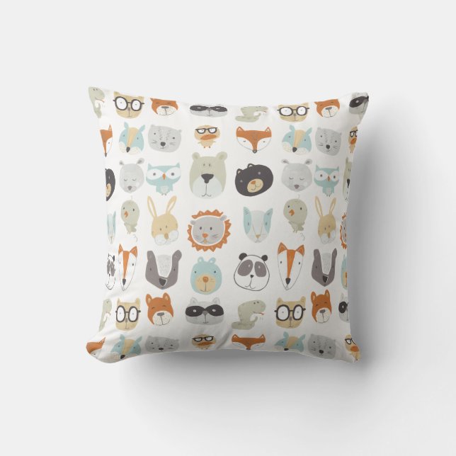 Friendly Faces | Cute Animal Portraits Cushion (Front)