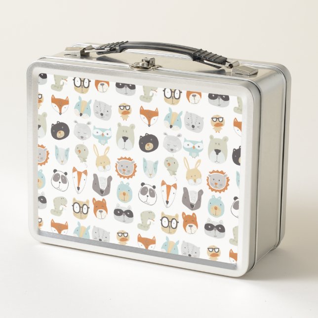 Friendly Faces | Cute Animal Portraits Metal Lunch Box (Front)
