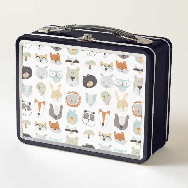 Friendly Faces | Cute Animal Portraits Metal Lunch Box (Front)
