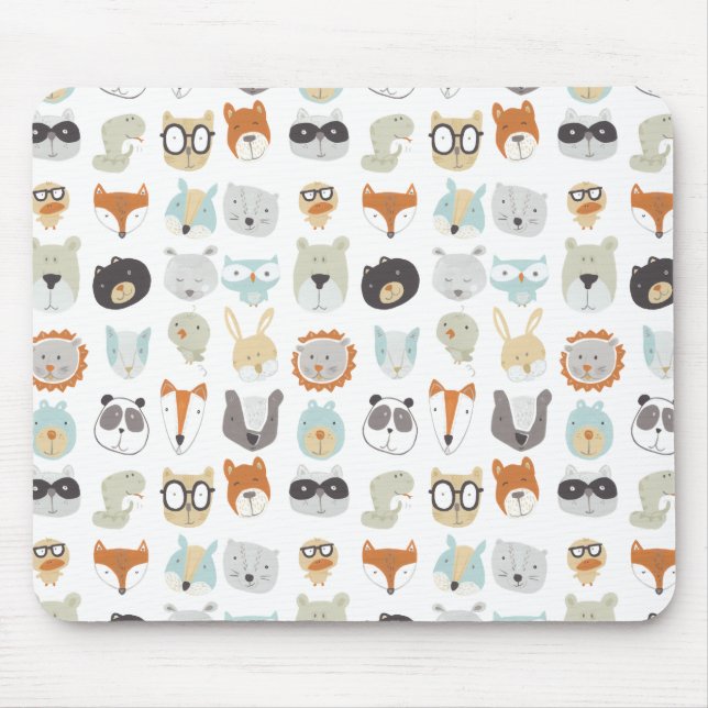 Friendly Faces | Cute Animal Portraits Mouse Mat (Front)