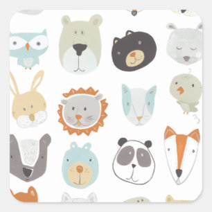 Friendly Faces   Cute Animal Portraits Square Sticker