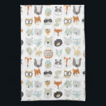 Friendly Faces | Cute Animal Portraits Tea Towel<br><div class="desc">This watercolor print features cute animal faces | By June Erica Vess</div>