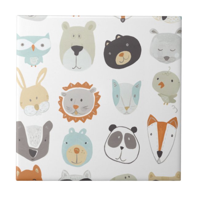 Friendly Faces | Cute Animal Portraits Tile (Front)