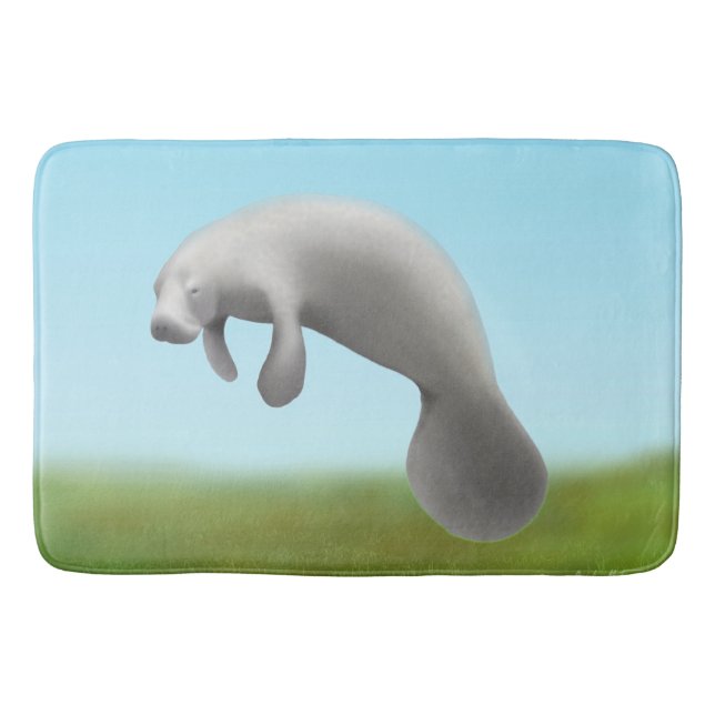 Friendly Florida Manatee Bath Mat (Front)