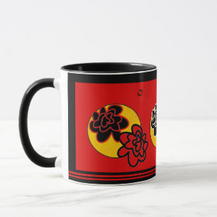 Friendly Flower coffee mug red yellow black
