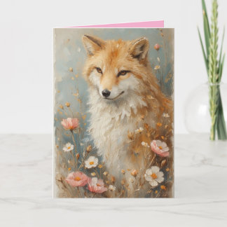 Friendly Fox among the flowers Card
