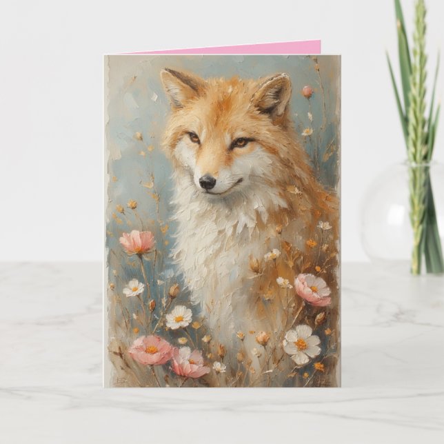 Friendly Fox among the flowers Card (Front)