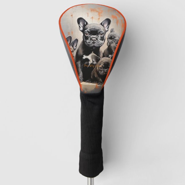 Friendly French Bulldog Puppy Dogs  001 - Raimon P Golf Head Cover (Front)