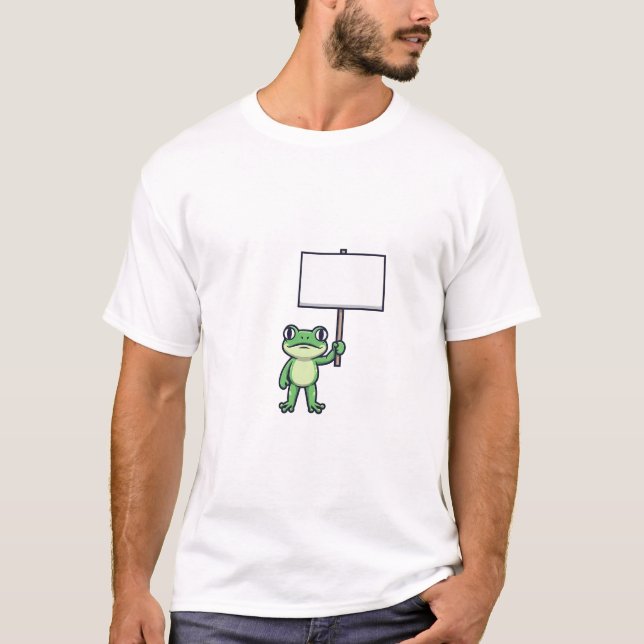 Friendly Frog with Blank Sign T-Shirt (Front)