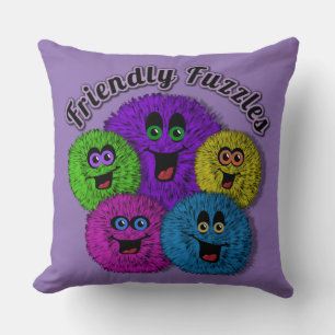 Friendly Fuzzles Cute Creatures Throw Pillow