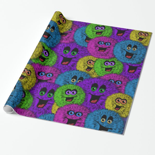 Friendly Fuzzles Cute Creatures Wrapping Paper 2 (Unrolled)
