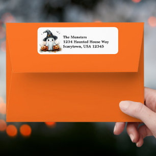 Friendly Ghost Black Witch's Hat & Bats Halloween