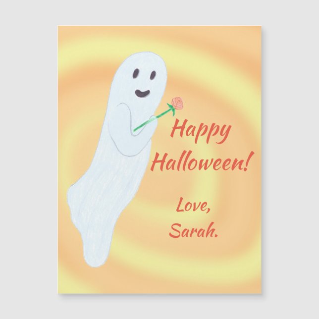 Friendly ghost, Happy Halloween magnetic card (Front)