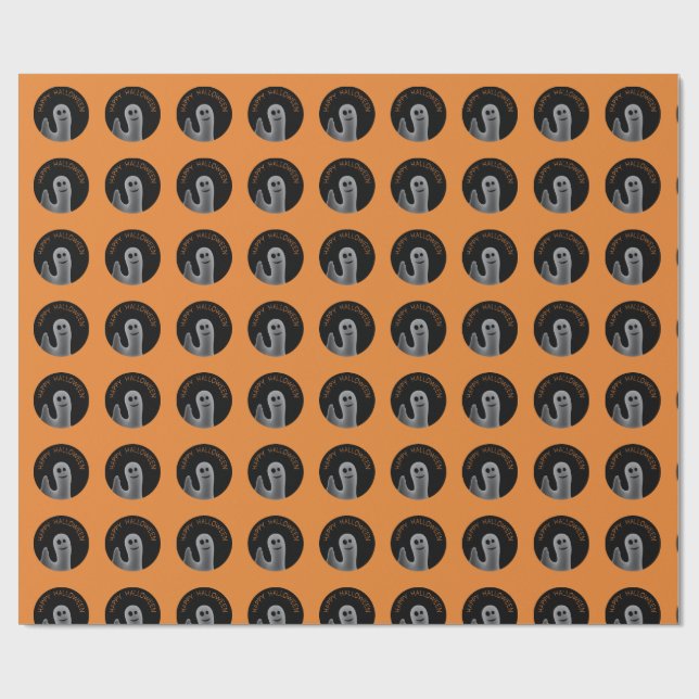 Friendly Ghost (Happy Halloween) Wrapping Paper (Flat)